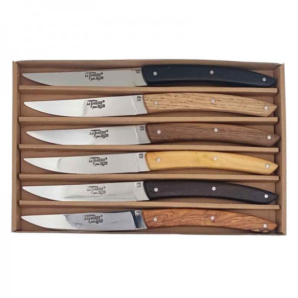 Coffret de 6 couteaux de table BJB Le Thiers | 6 bois différents