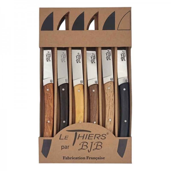 Coffret de 6 couteaux de table BJB Le Thiers | 6 bois différents